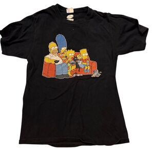 Simpson The Simpsons Family Couch Black Graphic T-Shirt Unisex S